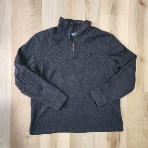Polo Ralph Lauren Mens Sweater Large Gray Quarter Zip Knit Long Sleeve Cotton